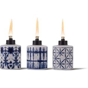 Glass Tie-Dye Tabletop Torches, 3-Pack – Decorative Outdoor Torches for Patio